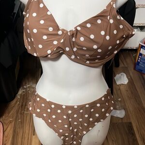 Polka Dot Bikini Set - Brown underwire sz xl